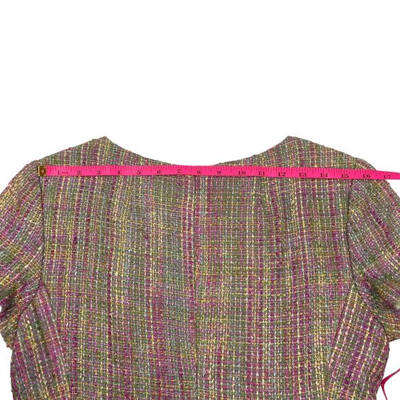 Talbots Womens Vintage Pink Preppy Tweed Silk Blend Shift Office Dress Sz 8P - Picture 12 of 12